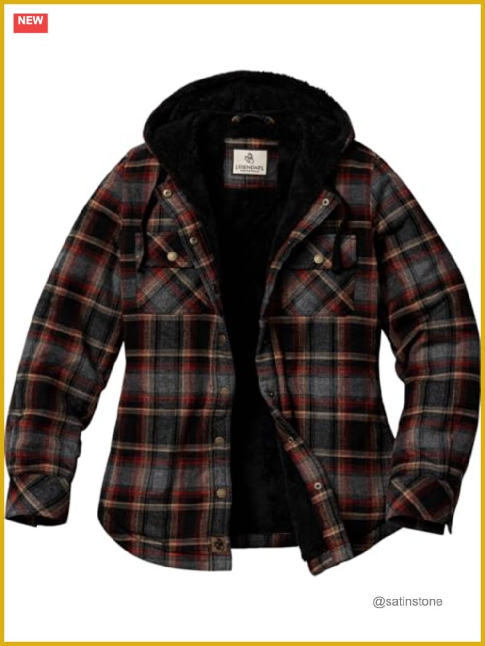 Sherpa Lined Hooded Flannel Shirt Jacket with Adjustable Cuffs